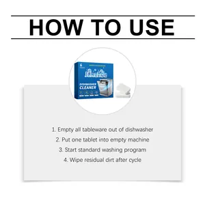 Step-by-step instructions for using Jakehoe dishwasher cleaning effervescent tablets