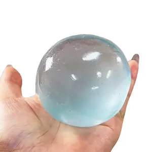 Transparent blue slow rebound squishy stress relief ball toy for relaxation and focus