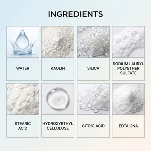 Gedetailleerd overzicht van ingrediënten zoals kaolien voor de reinigingspasta.