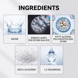 Detail view showing ingredients of gentle racket cleaner including water and surfactants