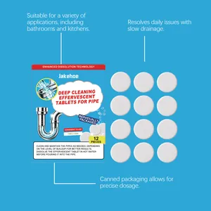 Jakehoe effervescent pipe cleaning tablets shown with packaging and 12 individual pieces