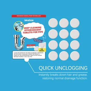 Jakehoe deep cleaning effervescent tablets for effective pipe unclogging and drain maintenance.