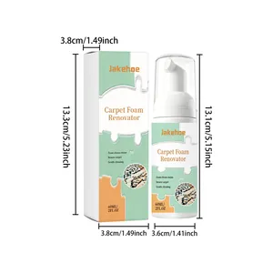 Nettoyant mousse pour tapis 60ml avec dimensions précises du flacon et de la boîte
