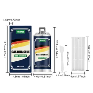 Detailed dimensions for high strength casting glue kit including scraper and rod