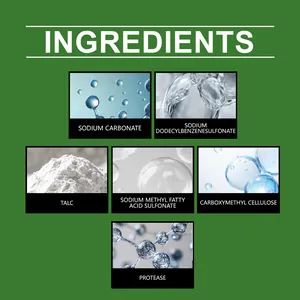 Comprehensive ingredients list of JAKEHOE laundry detergent powder with formulas