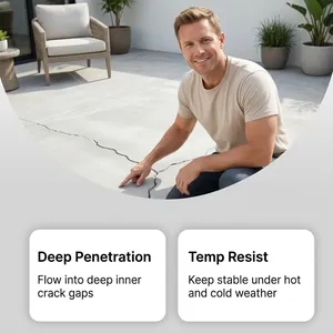 Concrete crack filler showing deep penetration and temperature resistance for patio gaps