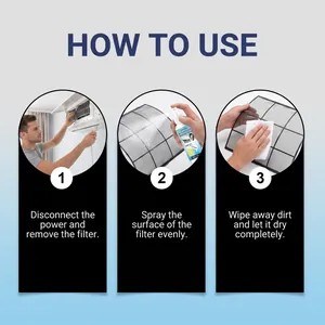 Three-step instruction guide for using Jakehoe air conditioner cleaning spray