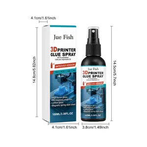 Jue Fish 3D printer glue spray bottle and packaging dimensions in centimeters and inches