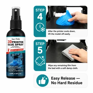 Instructional detail showing steps to remove 3D print and clean printer bed easily