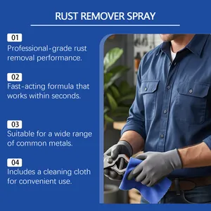 Rostentferner-Spray-Funktionen und Lifestyle-Ansicht eines Arbeiters beim Reinigen