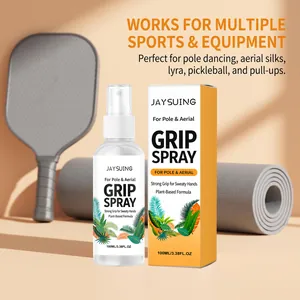 Detailansicht von JAYSUING Grip Spray Flasche und Box mit Sportausrüstung