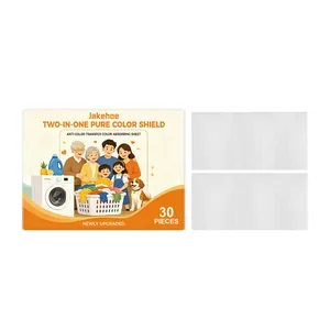 Jakehoe 30pcs anti-color-transfer laundry sheets with illustrated packaging and samples
