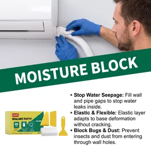 Waterproof sealant putty for wall gaps and AC hole repair with tools included