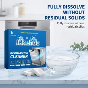 Jakehoe dishwasher cleaner tablets dissolving in a bowl of water for deep cleaning