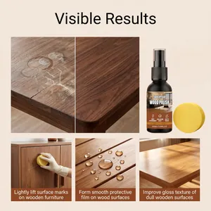 Effective wood polish spray results on furniture showing enhanced gloss and surface protection