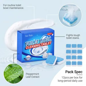 Pastilles nettoyantes Jue Fish pour toilettes à la menthe, pack de 12 pièces anti-taches