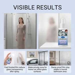 Anwendung von Jue Fish Glas-Sichtschutzspray für mattierte Badezimmerfenster.