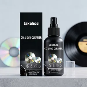 Gedetailleerd overzicht van Jakehoe 60ml CD- en DVD-reiniger sprayfles en verpakking