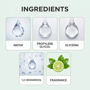Detailed list of ingredients for shoe freshener including water, glycerin, and fragrance