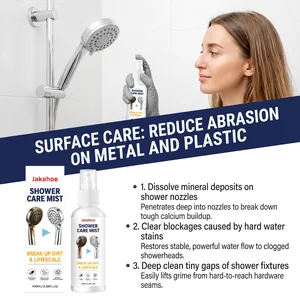 Detailed features of JAKEHOE shower head cleaning mist for limescale and dirt removal
