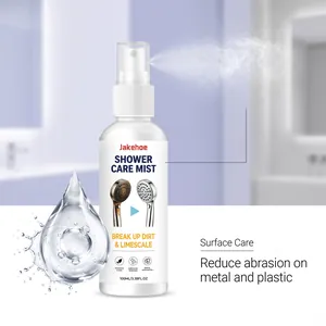 Effective shower head mist spray shown removing limescale and rust from metal surfaces