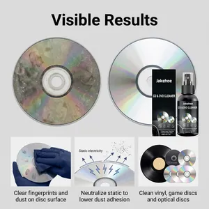 CD- en DVD-reinigingsspray voor optische schijven en vinyl met resultaten voor/na
