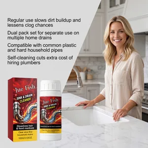 JUE FISH effective drain cleaner powder for sinks and pipes in a modern kitchen