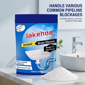Powerful drain cleaner powder for clearing grease and hair blockages in kitchen pipes