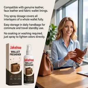 Jakehoe wallet freshener spray for leather and fabric care in a modern office setting