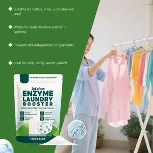 Jakehoe enzyme laundry booster powder for stains with family laundry lifestyle scene
