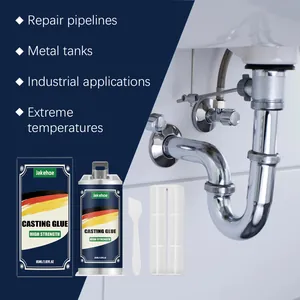Jakehoe high strength casting glue for industrial metal and PVC pipe repair applications.