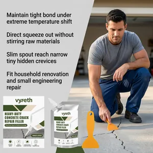 Vyreth heavy-duty concrete crack repair filler with application tool for floor gaps.