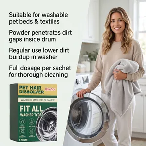 Detailed view of pet hair dissolver washing machine cleaner for deep drum cleaning