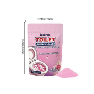 Detailed view of Jakehoe pink toilet bubble cleaner showing 12x17cm product dimensions