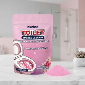 Jakehoe Pink Toilet Bubble Cleaner Powder Powerful Stain Removal Odor Eliminator Gentle Ceramic Bathroom Cleaning Supply
