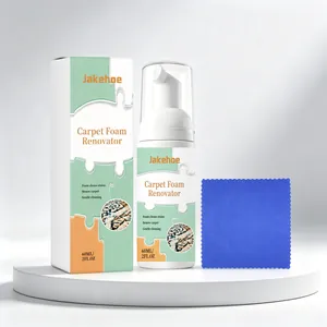 Vue détaillée du kit de rénovation de mousse pour tapis Jakehoe 60ml avec boîte et chiffon