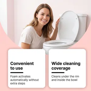 Detailed view showing powerful foaming action for easy and effective toilet bowl cleaning