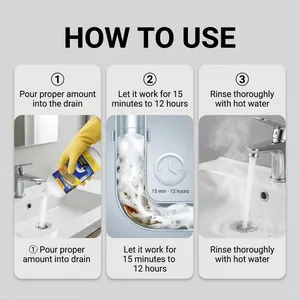 Detailed three-step instruction guide for using Jakehoe effective drain clog remover