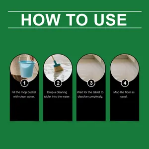 Instructions détaillées pour utiliser les pastilles de nettoyage pour sols brillants.