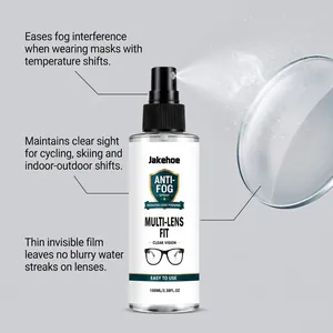 Professional anti-fog spray for eyeglasses showing effective misty lens treatment detail