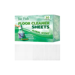 Feuilles nettoyantes pour sols Jue Fish, pack de 30 pièces au parfum floral pour carrelage.
