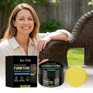 JUE FISH Outdoor Furniture Renewal Cream 50g Resin Wood Wicker Restorer With Sponge UV Protection Color Polish Kit
