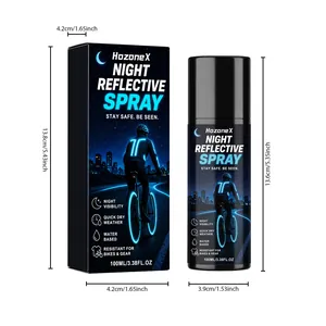 HozoneX nacht reflecterende spray voor fietsen en veiligheid met productafmetingen