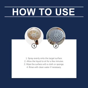 Comprehensive step-by-step instruction guide for using shower head descaling spray.