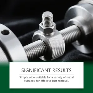 Detailed close-up of metal bolt and nut showing effective rust removal results