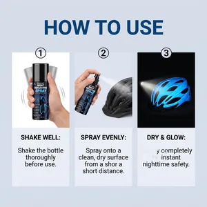 Stapsgewijze instructies voor HozoneX nachtreflecterende spray op een fietshelm