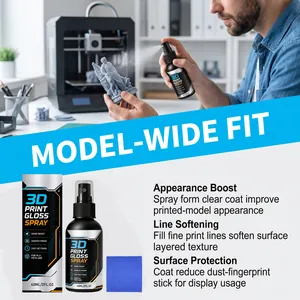 Detailansicht der Anwendung von 3D-Druck-Glanzspray auf einem gedruckten Modell