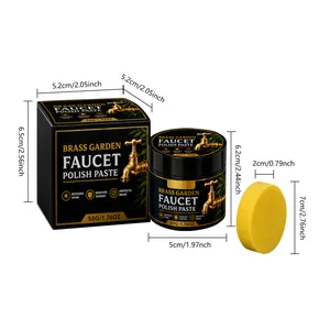 Dimensions of 50g metal polishing paste with applicator sponge for brass faucets.