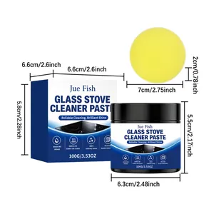 Jue Fish Glass Stove Cleaner Paste 100g with sponge for grease and tough stains