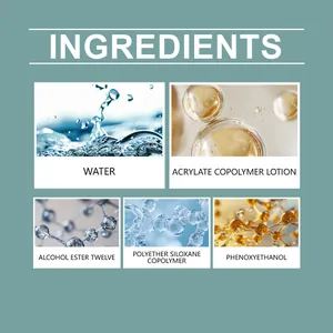 Detailed list of fixative spray ingredients showing water and polymer compounds